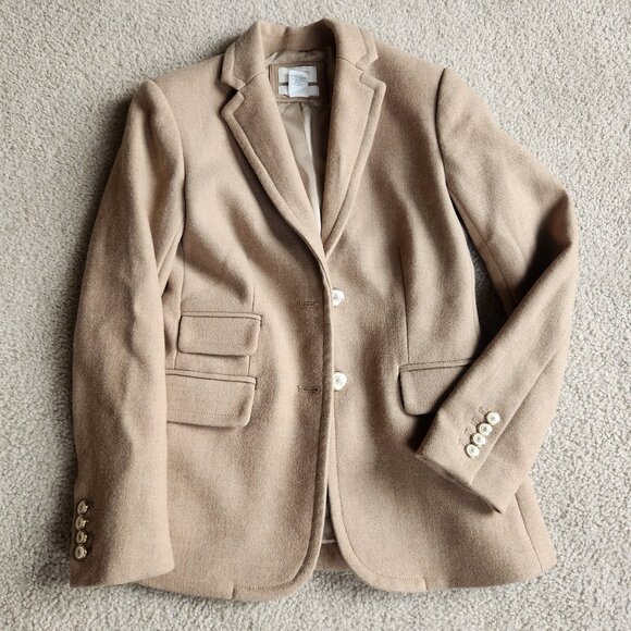 J. Crew Wool Hacking Blazer Camel Size 2 - Picture 1 of 13